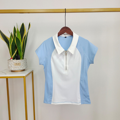 Stitching Contrast Color Horse Riding Polo T Shirts Short Sleeve Base Layer