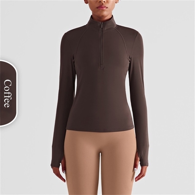 Womens Horse Riding Tops Base Layer Half Zipper Flexible Long Sleeve