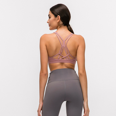 Removable Padded Womens Sports Bra Naked Feel Gathered Without Steel Ring