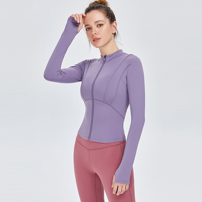 Women's Full Zip Sports Horse Riding Tops Solid Color Long Sleeve Soft Nylon Shirts