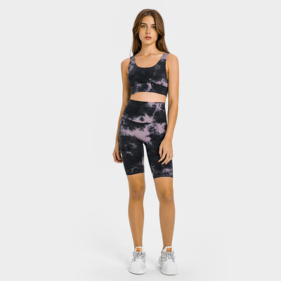 Women Tie Dye Workout Sets 2 Piece U Type Sports Bra And Yoga Pants Set